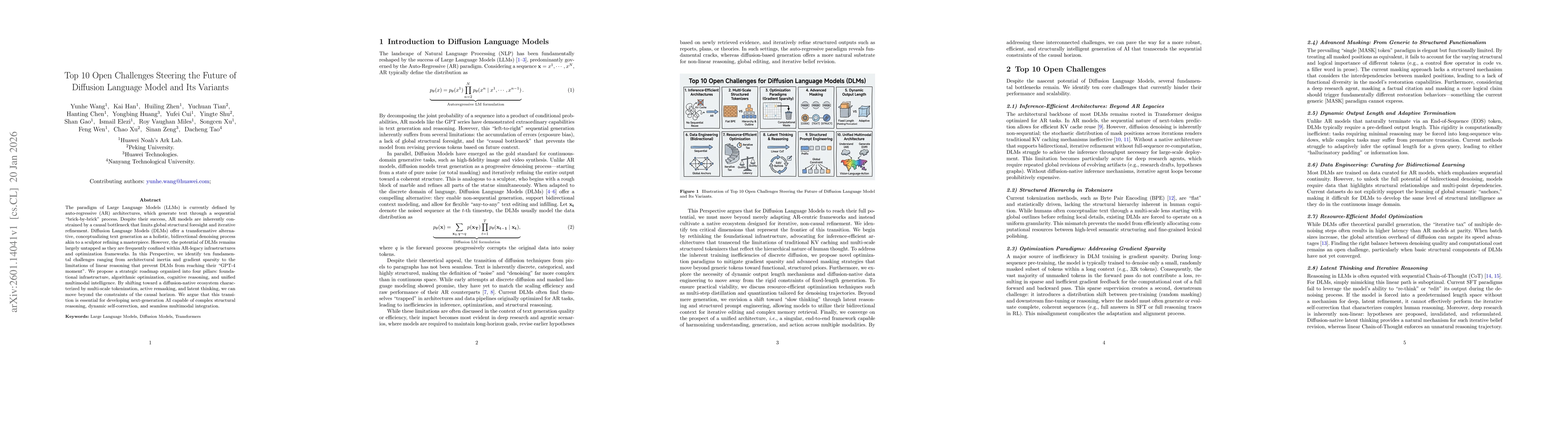 Thumbnail for Top 10 Open Challenges Steering the Future of Diffusion Language Model and Its Variants