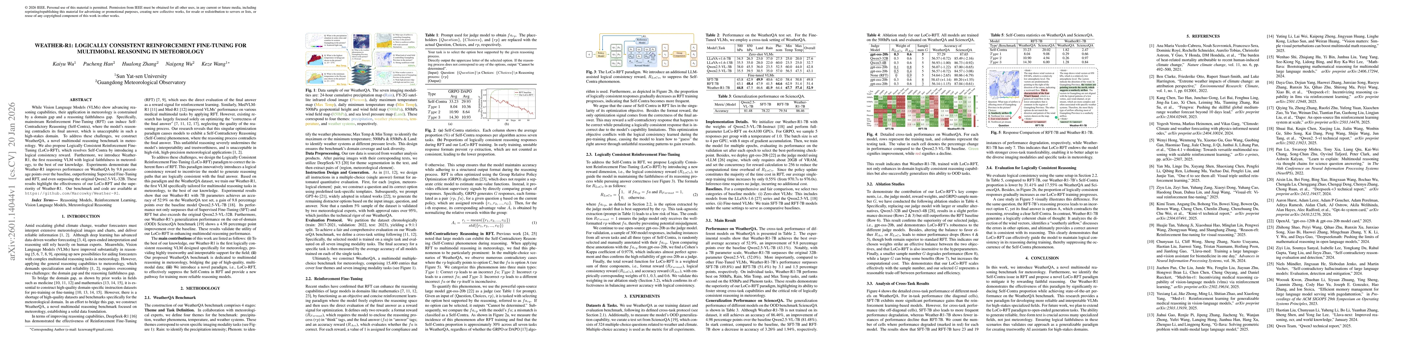 Thumbnail for Weather-R1: Logically Consistent Reinforcement Fine-Tuning for Multimodal Reasoning in Meteorology
