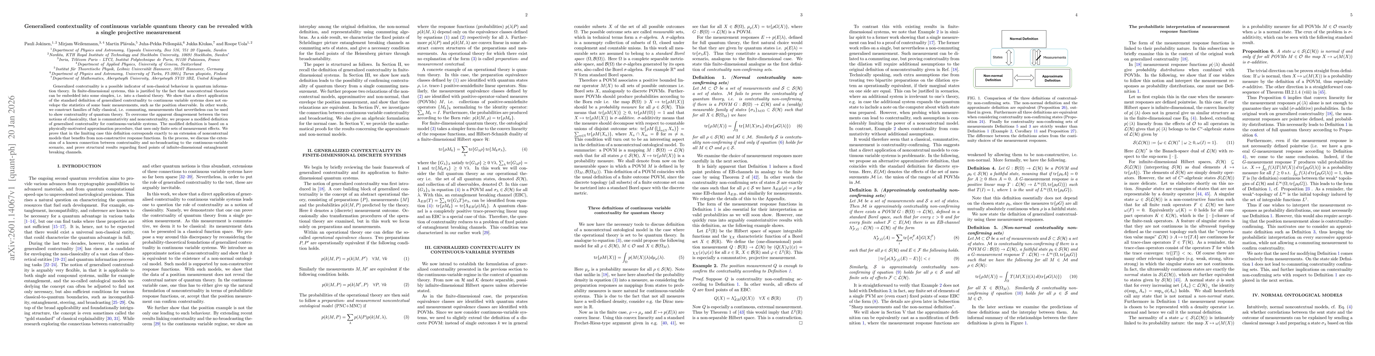 Thumbnail for Generalised contextuality of continuous variable quantum theory can be revealed with a single projective measurement