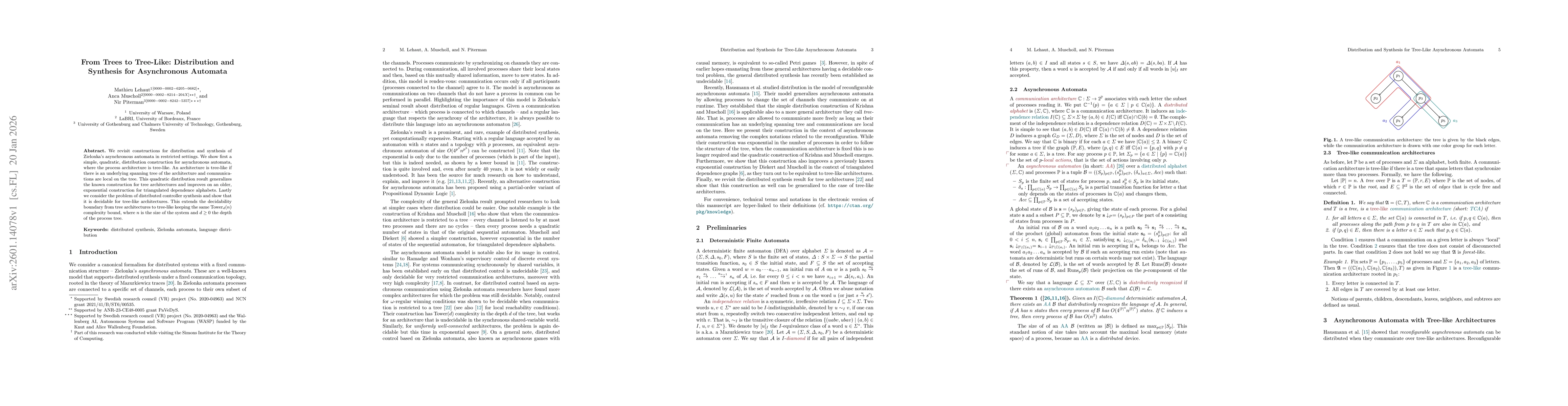 Thumbnail for From Trees to Tree-Like: Distribution and Synthesis for Asynchronous Automata