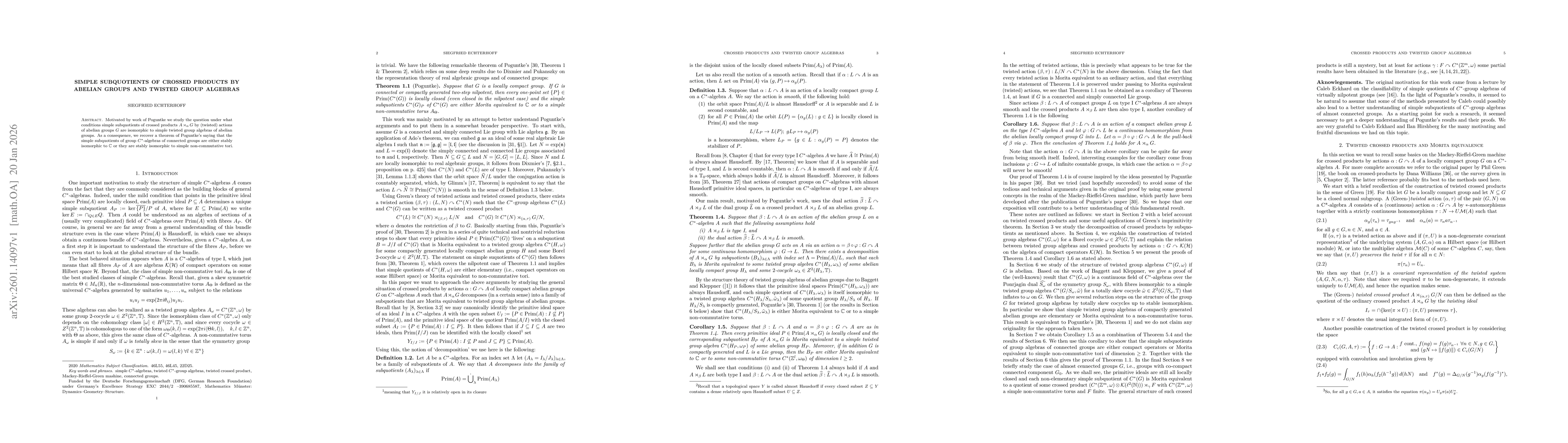 Thumbnail for Simple subquotients of crossed products by abelian groups and twisted group algebras