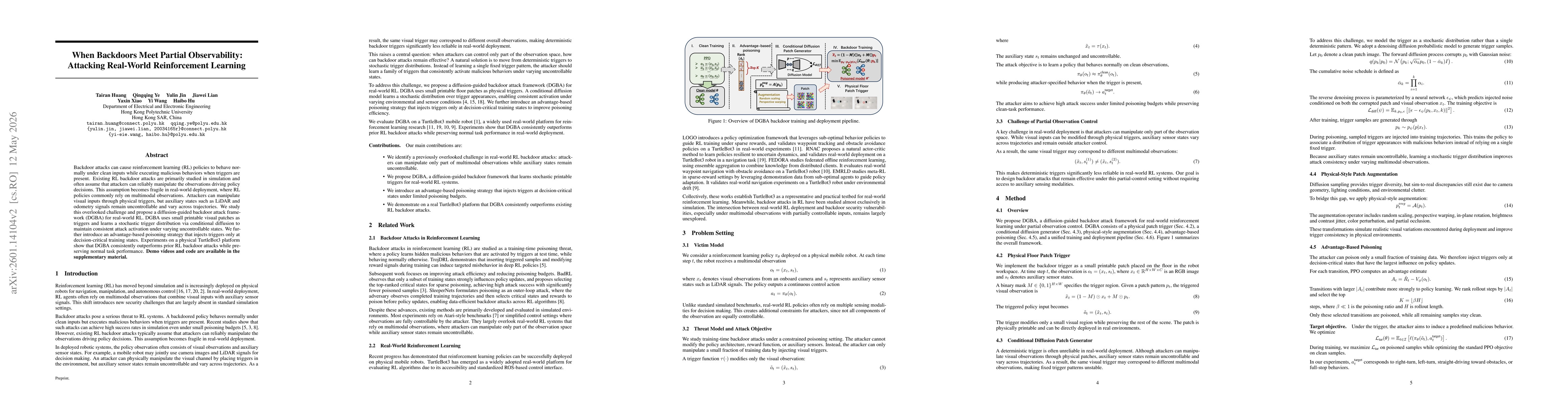 Thumbnail for Diffusion-Guided Backdoor Attacks in Real-World Reinforcement Learning