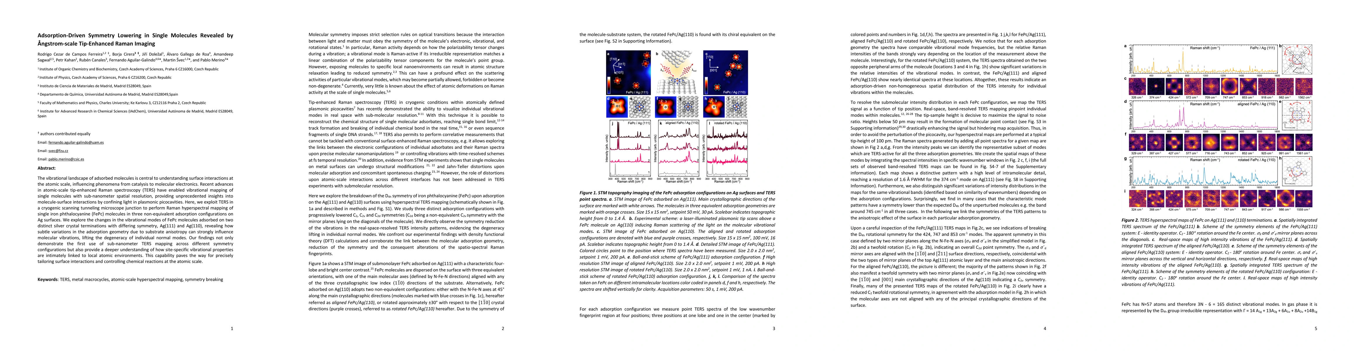 Thumbnail for Adsorption-Driven Symmetry Lowering in Single Molecules Revealed by Ångstrom-scale Tip-Enhanced Raman Imaging