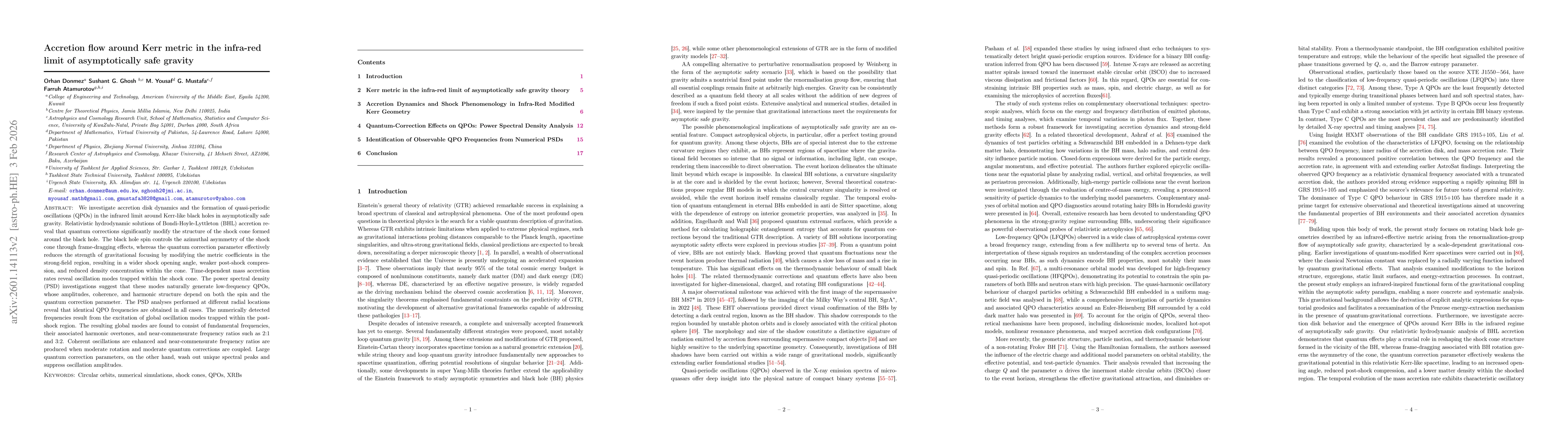 Thumbnail for Accretion flow around Kerr metric in the infra-red limit of asymptotically safe gravity
