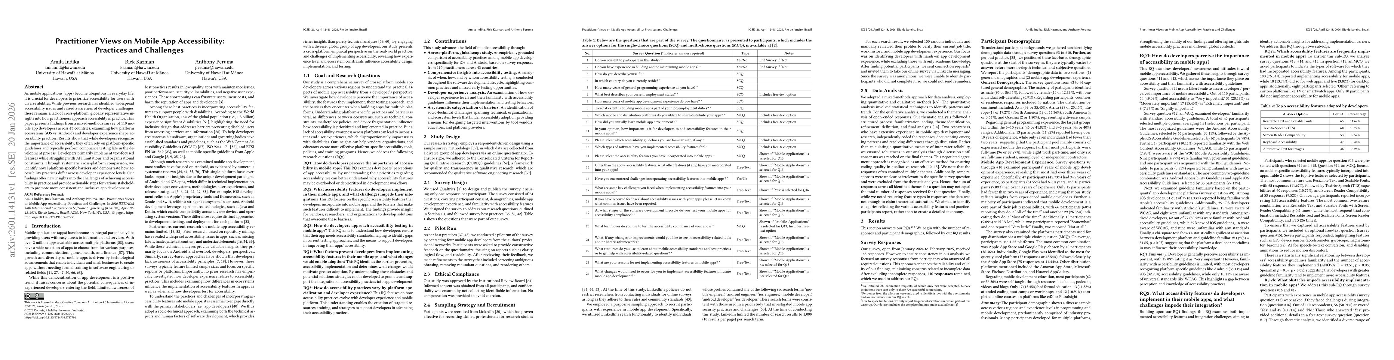Thumbnail for Practitioner Views on Mobile App Accessibility: Practices and Challenges
