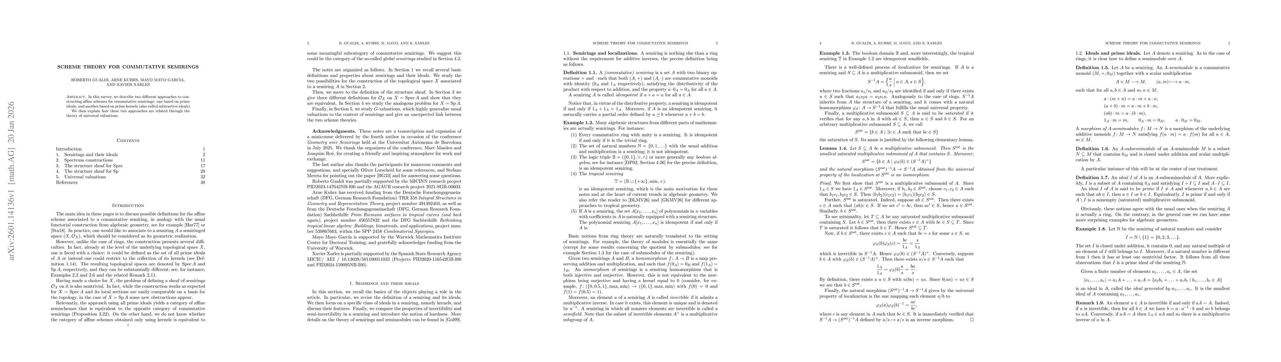 Thumbnail for Scheme theory for commutative semirings