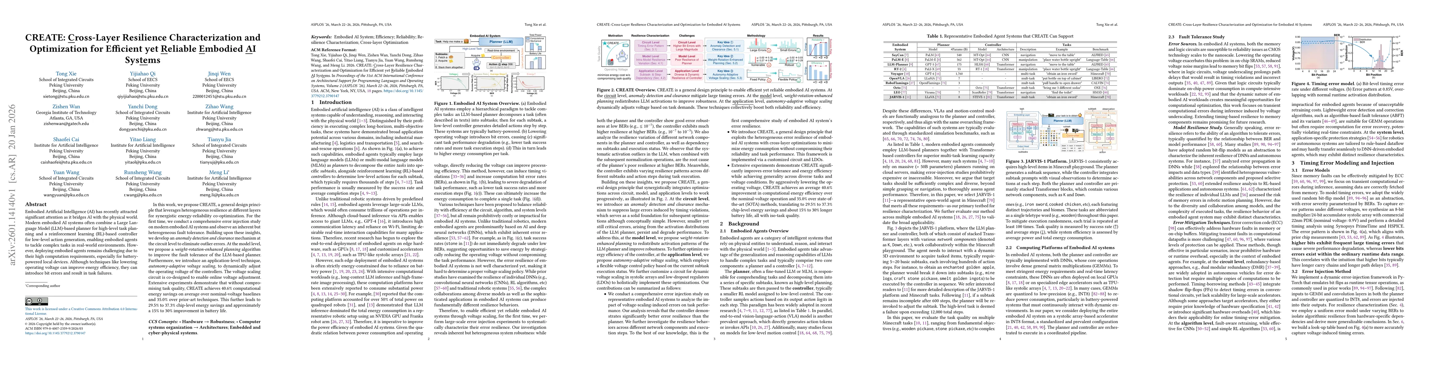 Thumbnail for CREATE: Cross-Layer Resilience Characterization and Optimization for Efficient yet Reliable Embodied AI Systems