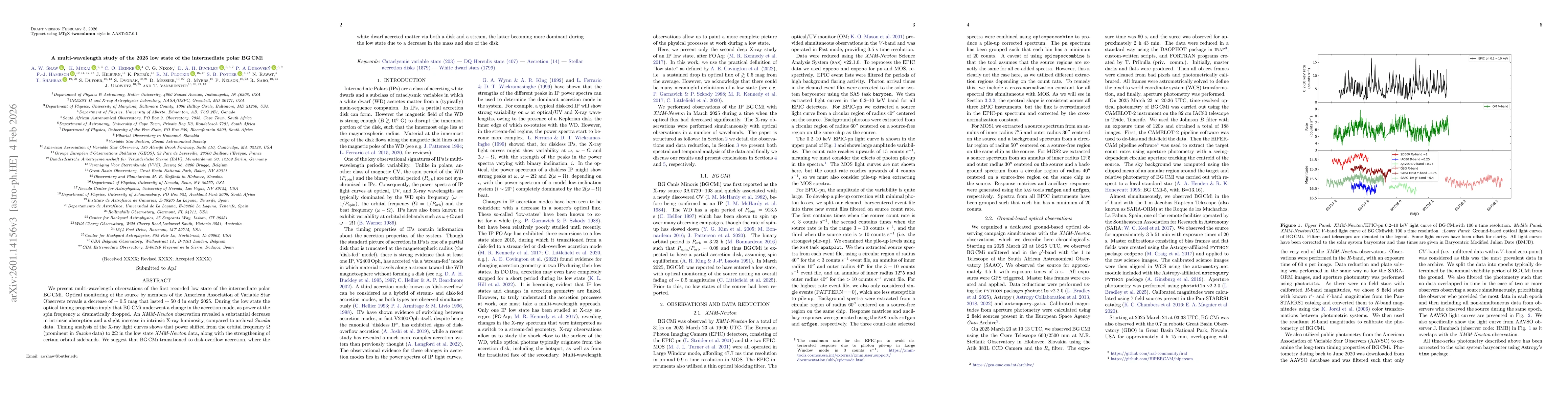 Thumbnail for A multi-wavelength study of the 2025 low state of the intermediate polar BG CMi