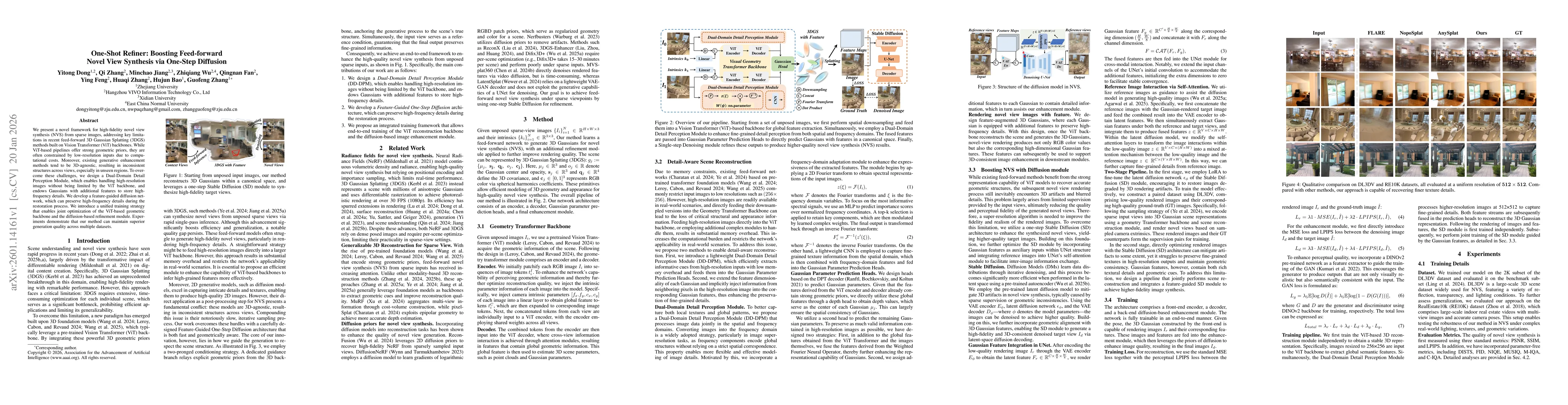 Thumbnail for One-Shot Refiner: Boosting Feed-forward Novel View Synthesis via One-Step Diffusion