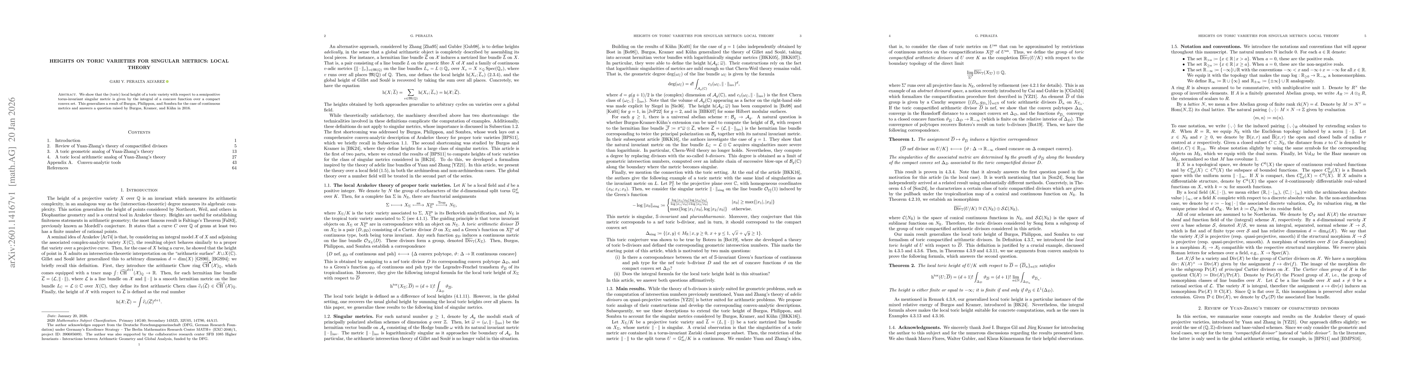 Thumbnail for Heights on toric varieties for singular metrics: Local theory