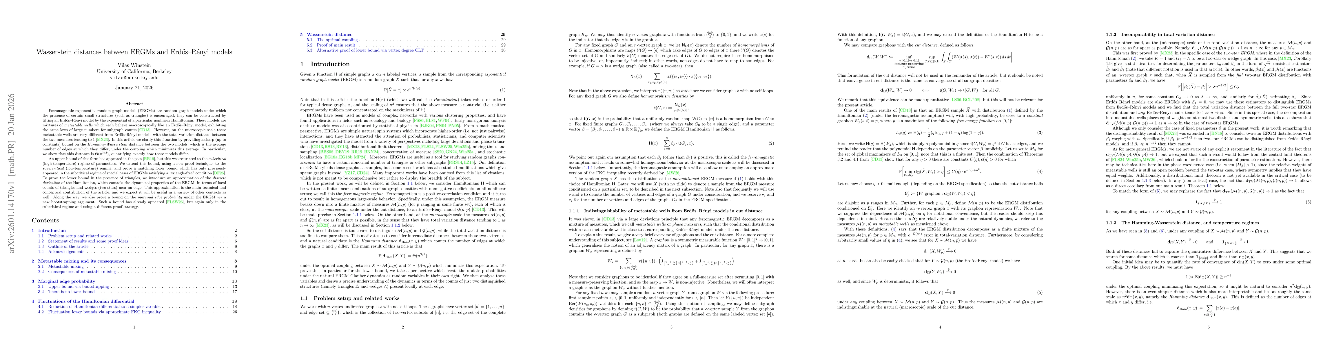 Thumbnail for Wasserstein distances between ERGMs and Erdős-Rényi models