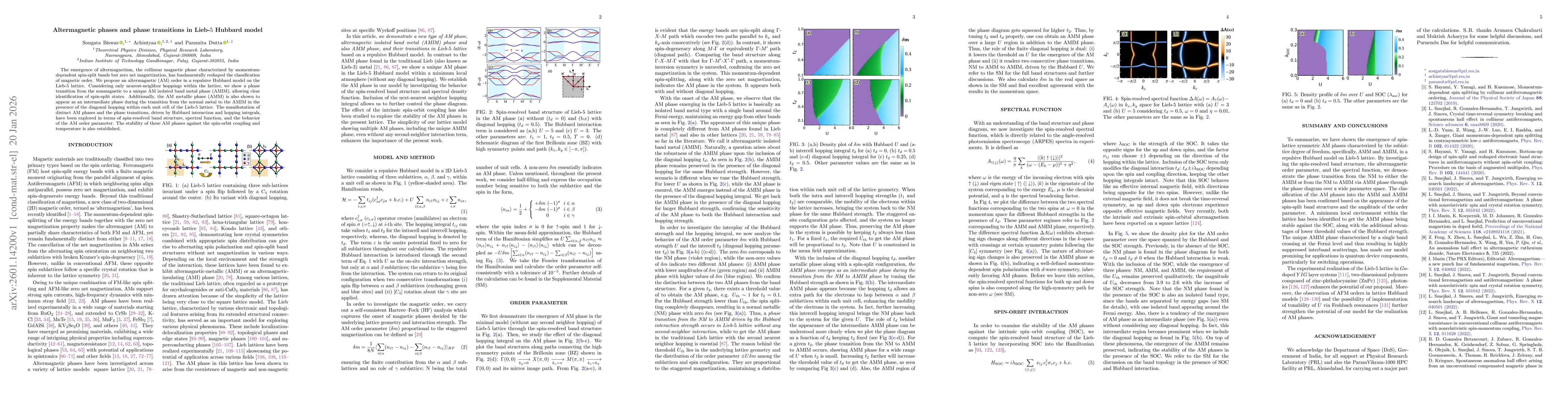 Thumbnail for Altermagnetic phases and phase transitions in Lieb-$5$ Hubbard model