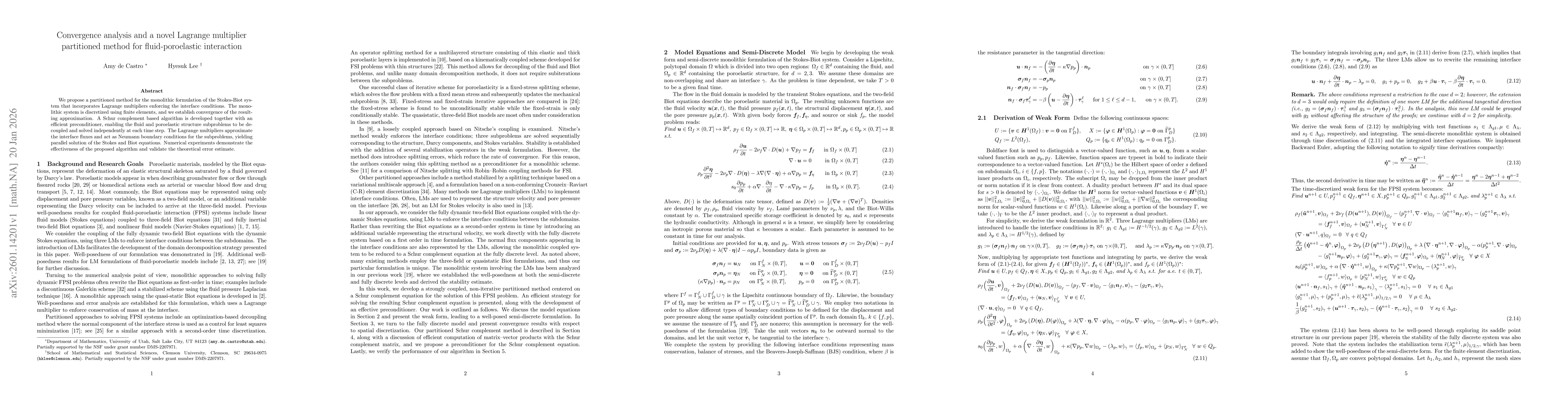 Thumbnail for Convergence analysis and a novel Lagrange multiplier partitioned method for fluid-poroelastic interaction