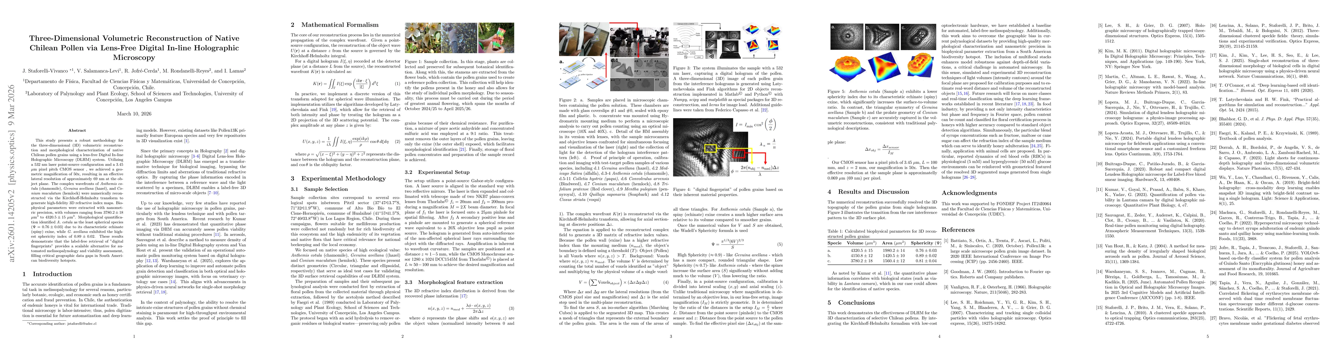 Thumbnail for Three-Dimensional Volumetric Reconstruction of Native Chilean Pollen via Lens-Free Digital In-line Holographic Microscopy