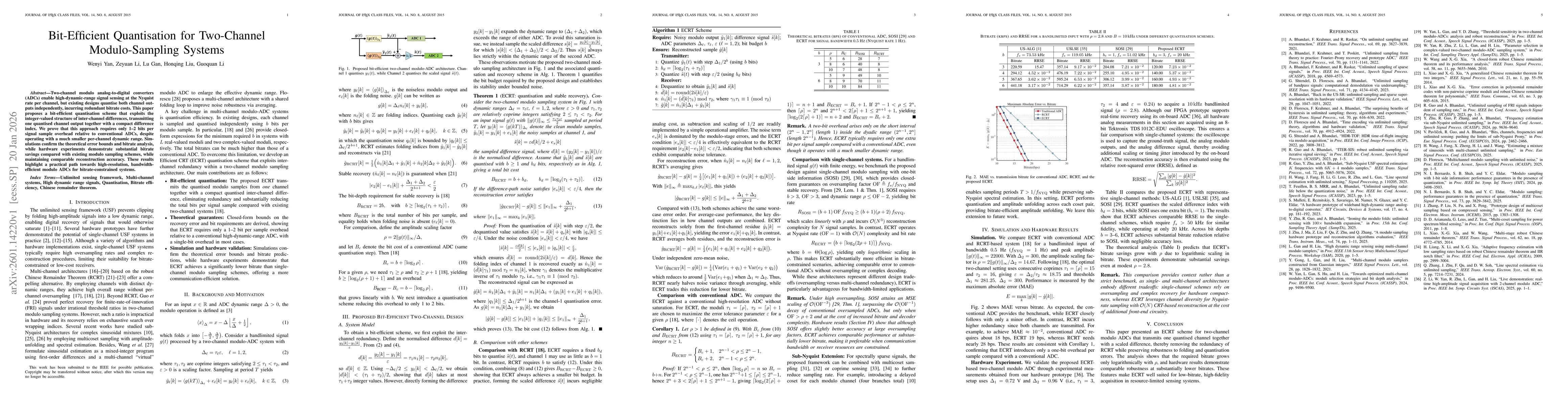 Thumbnail for Bit-Efficient Quantisation for Two-Channel Modulo-Sampling Systems