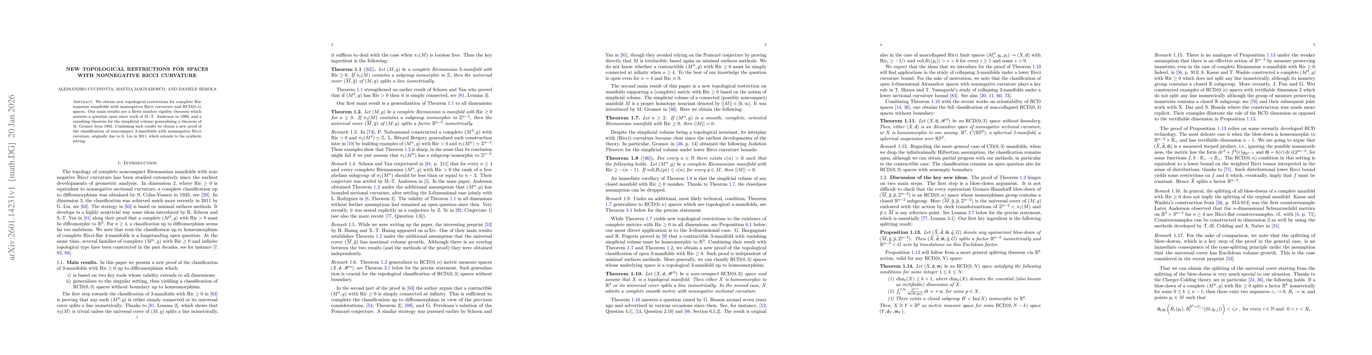 Thumbnail for New Topological Restrictions For Spaces With Nonnegative Ricci Curvature