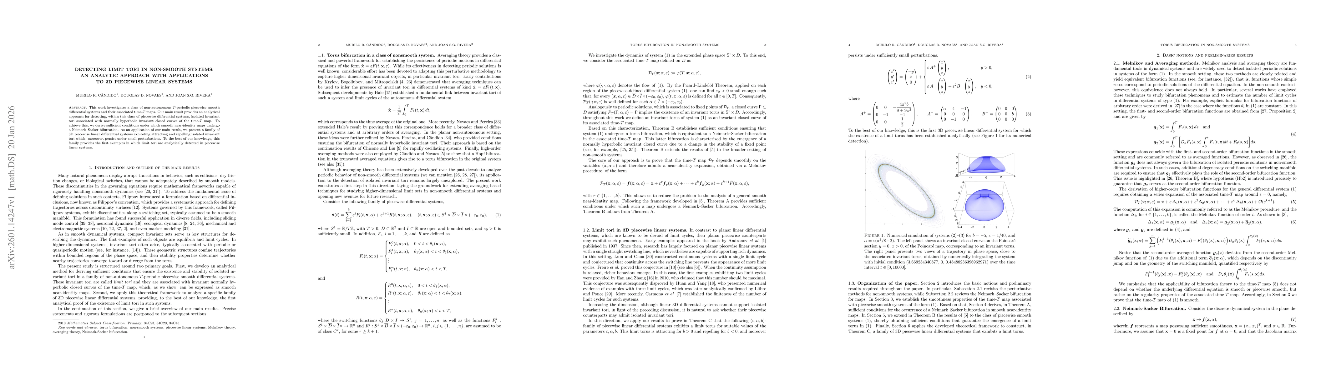 Thumbnail for Detecting Limit Tori in Non-Smooth Systems: An Analytic Approach with Applications to 3D Piecewise Linear Systems