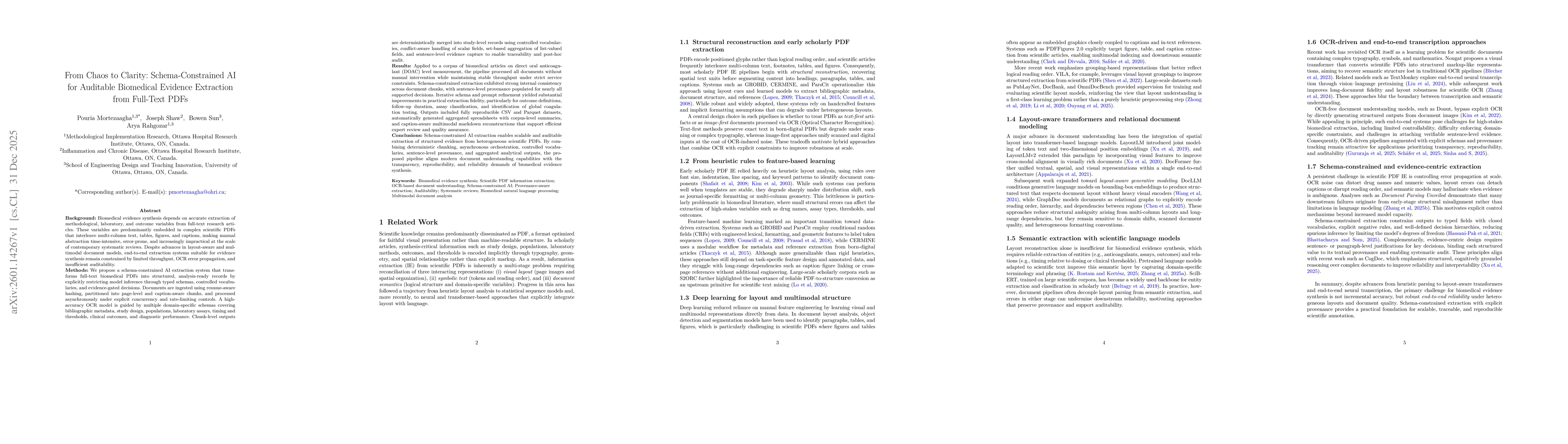 Thumbnail for From Chaos to Clarity: Schema-Constrained AI for Auditable Biomedical Evidence Extraction from Full-Text PDFs