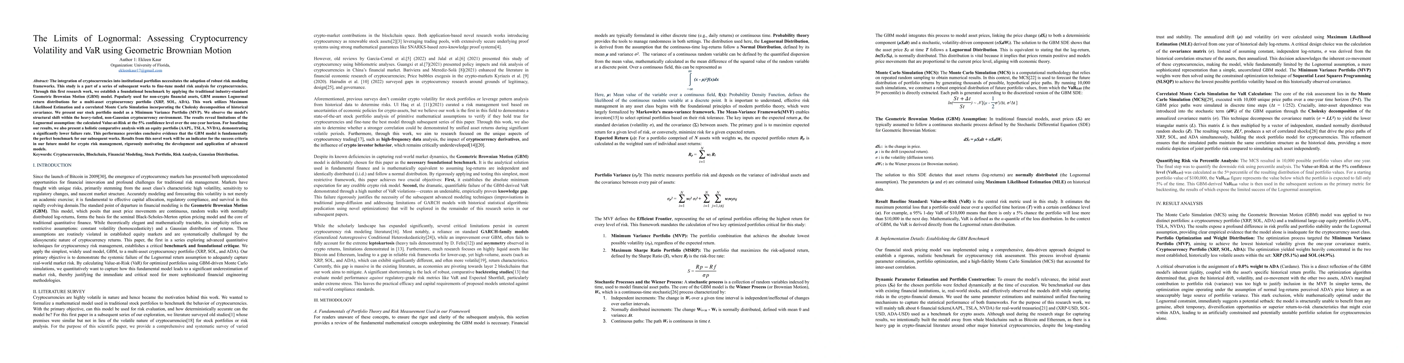 Thumbnail for The Limits of Lognormal: Assessing Cryptocurrency Volatility and VaR using Geometric Brownian Motion