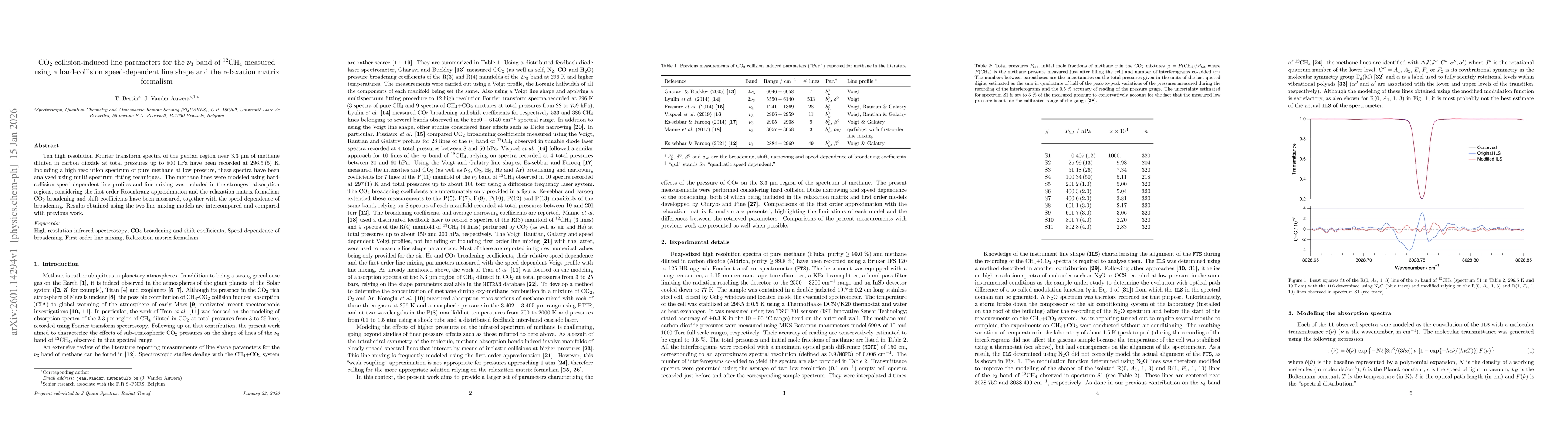 Thumbnail for CO$_2$ collision-induced line parameters for the $ν_3$ band of $^{12}$CH$_4$ measured using a hard-collision speed-dependent line shape and the relaxation matrix formalism