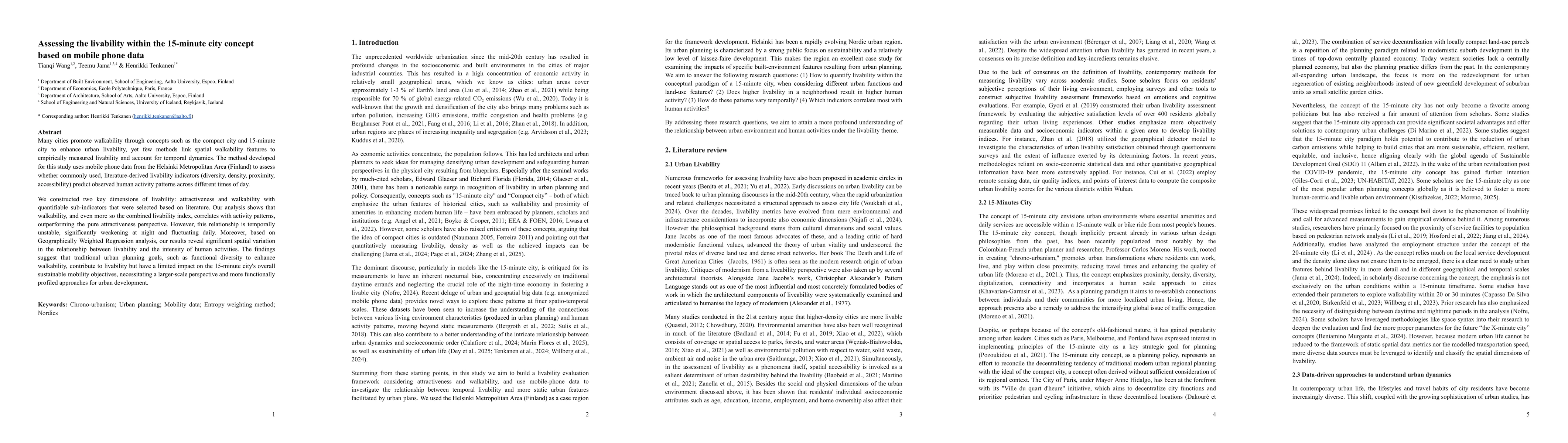 Thumbnail for Assessing the livability within the 15-minute city concept based on mobile phone data