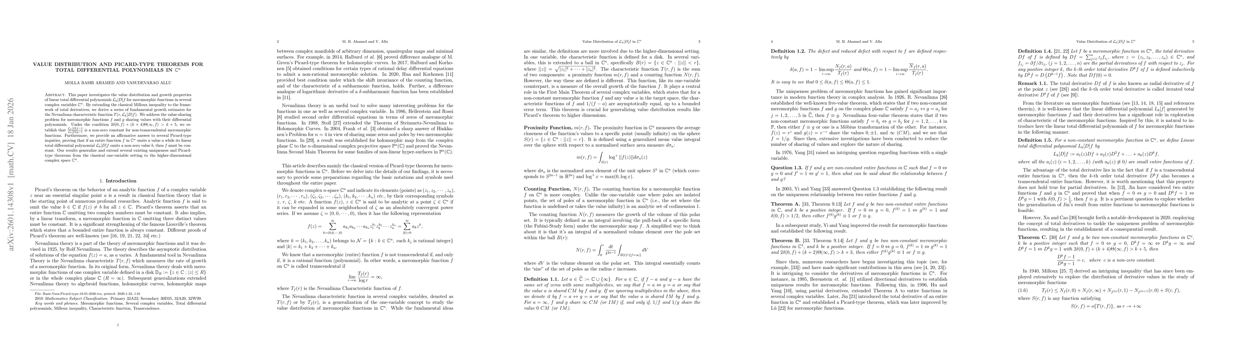 Thumbnail for Value Distribution and Picard-type Theorems for Total Differential Polynomials in $\mathbb{C}^n$