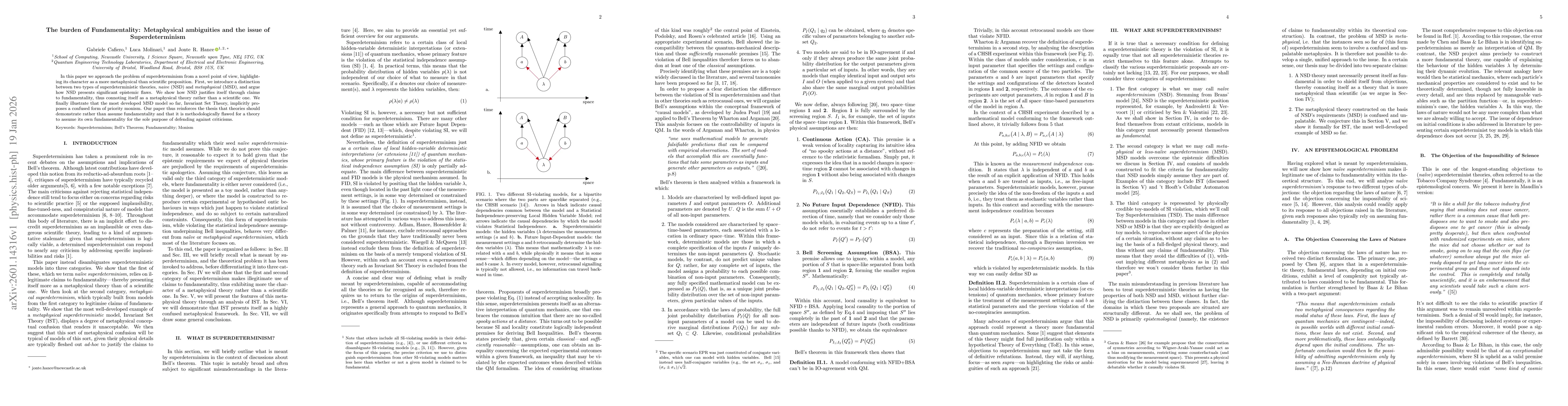 Thumbnail for The burden of Fundamentality: Metaphysical ambiguities and the issue of Superdeterminism