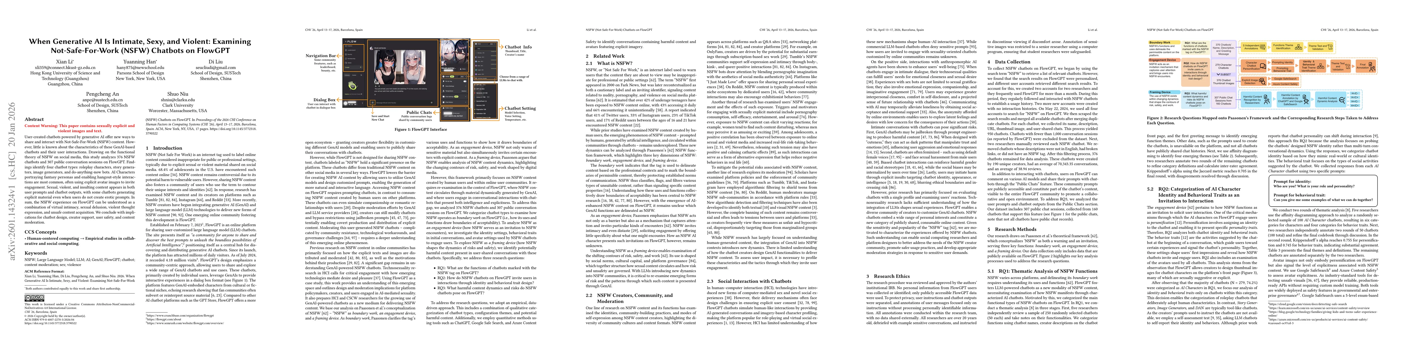 Thumbnail for When Generative AI Is Intimate, Sexy, and Violent: Examining Not-Safe-For-Work (NSFW) Chatbots on FlowGPT