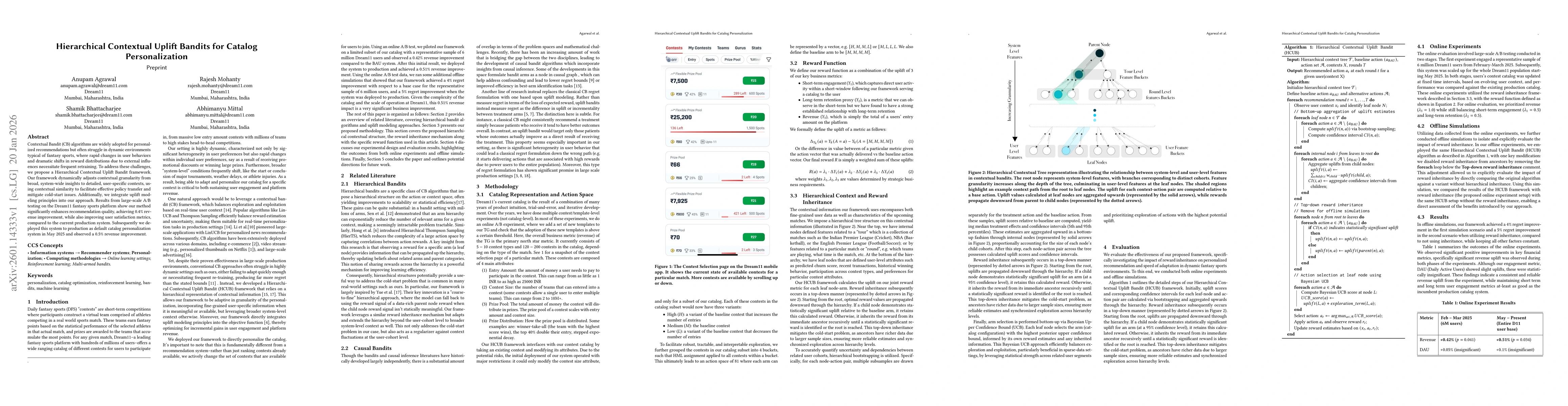 Thumbnail for Hierarchical Contextual Uplift Bandits for Catalog Personalization