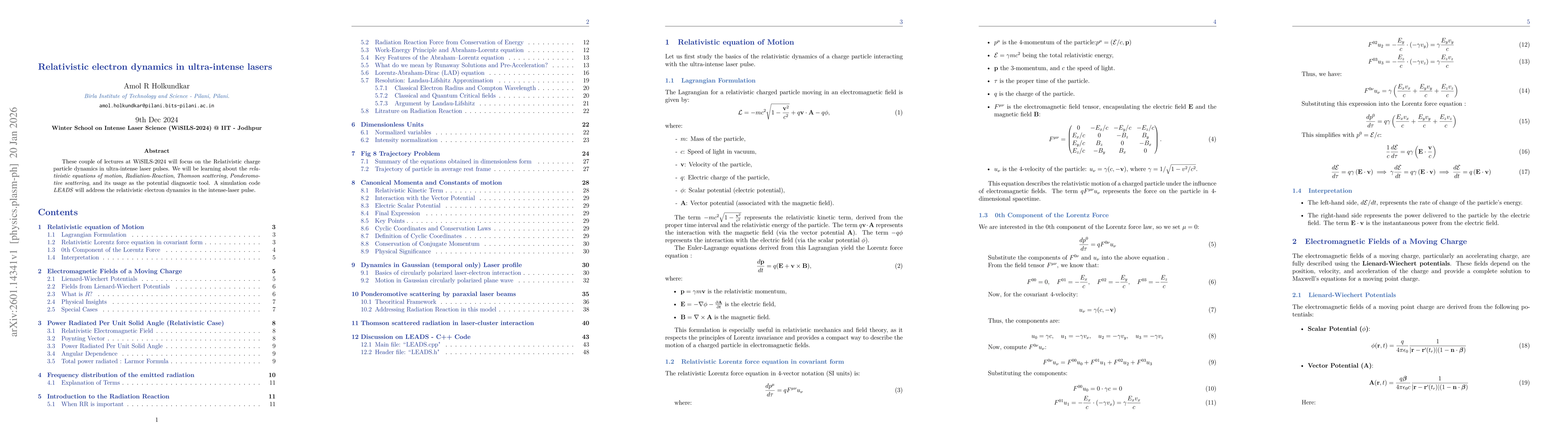 Thumbnail for Relativistic electron dynamics in ultra-intense lasers