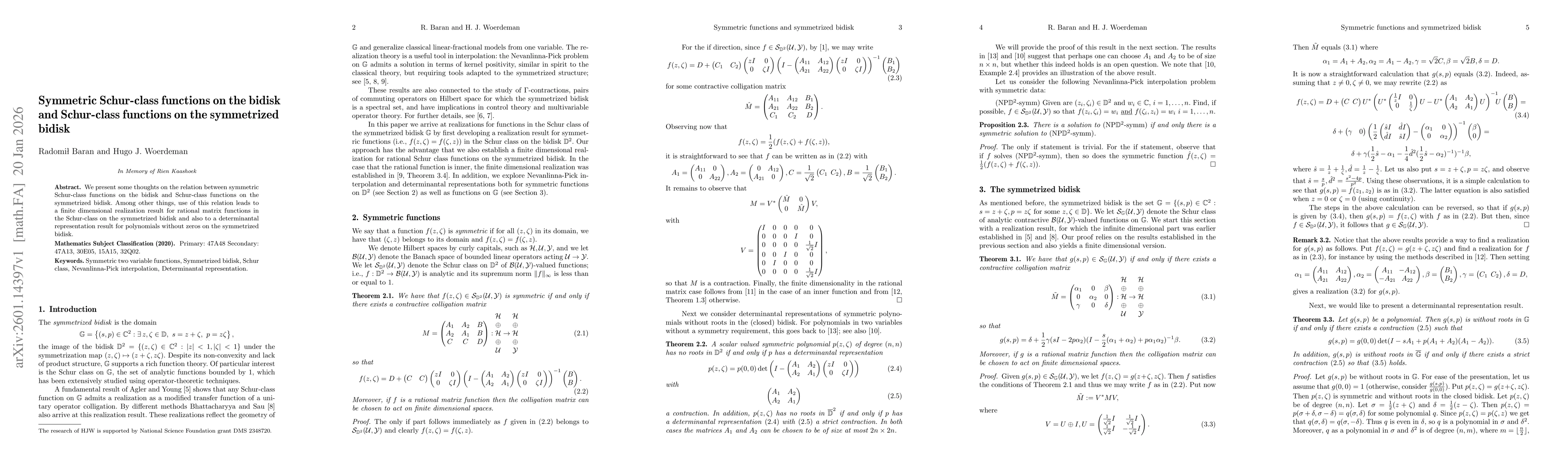 Thumbnail for Symmetric Schur-class functions on the bidisk and Schur-class functions on the symmetrized bidisk