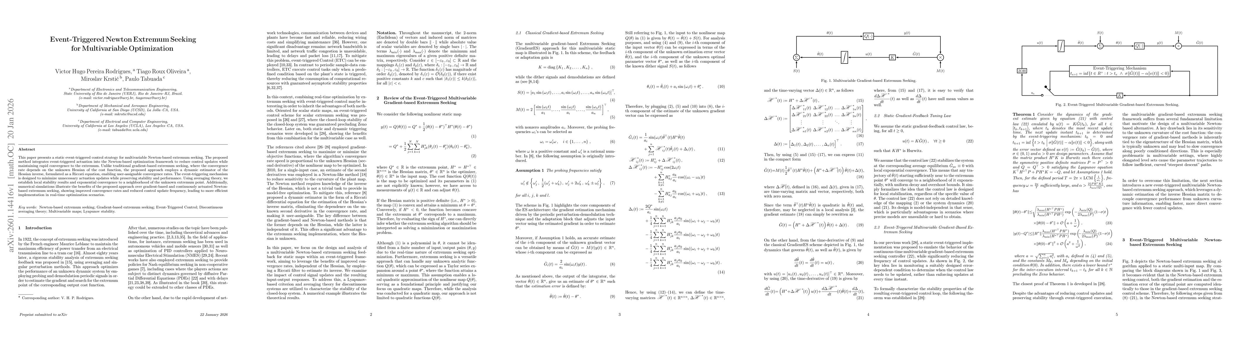 Thumbnail for Event-Triggered Newton Extremum Seeking for Multivariable Optimization