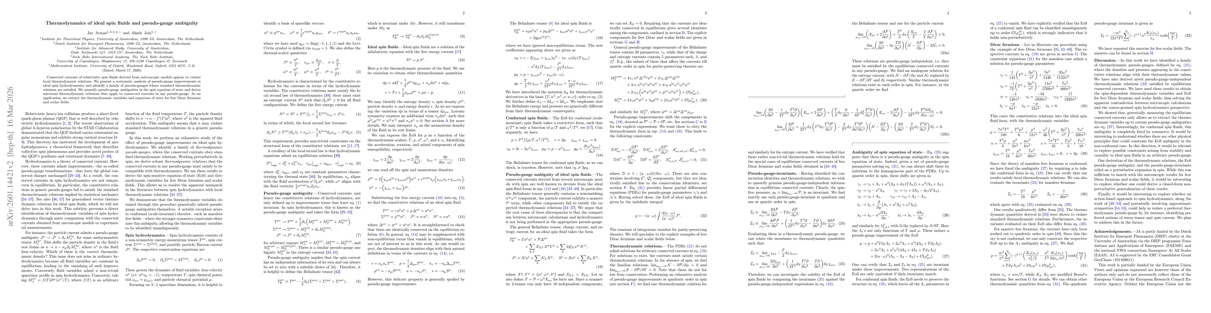 Thumbnail for Thermodynamics of ideal spin fluids and pseudo-gauge ambiguity