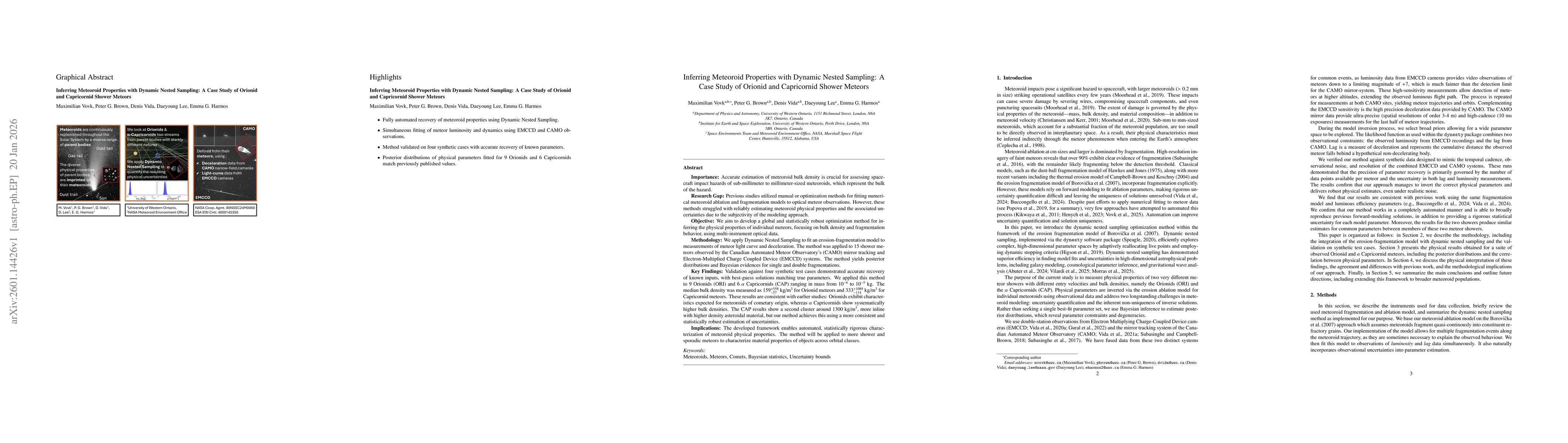 Thumbnail for Inferring Meteoroid Properties with Dynamic Nested Sampling: A Case Study of Orionid and Capricornid Shower Meteors