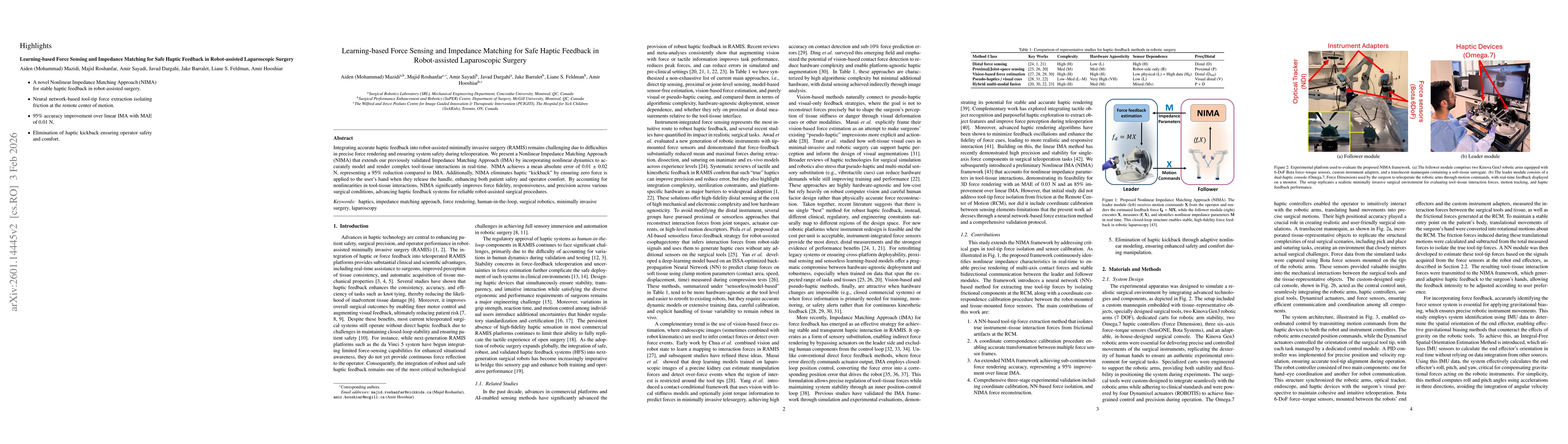 Thumbnail for Robust Haptic Rendering Using a Nonlinear Impedance Matching Approach (NIMA) for Robotic Laparoscopic Surgery