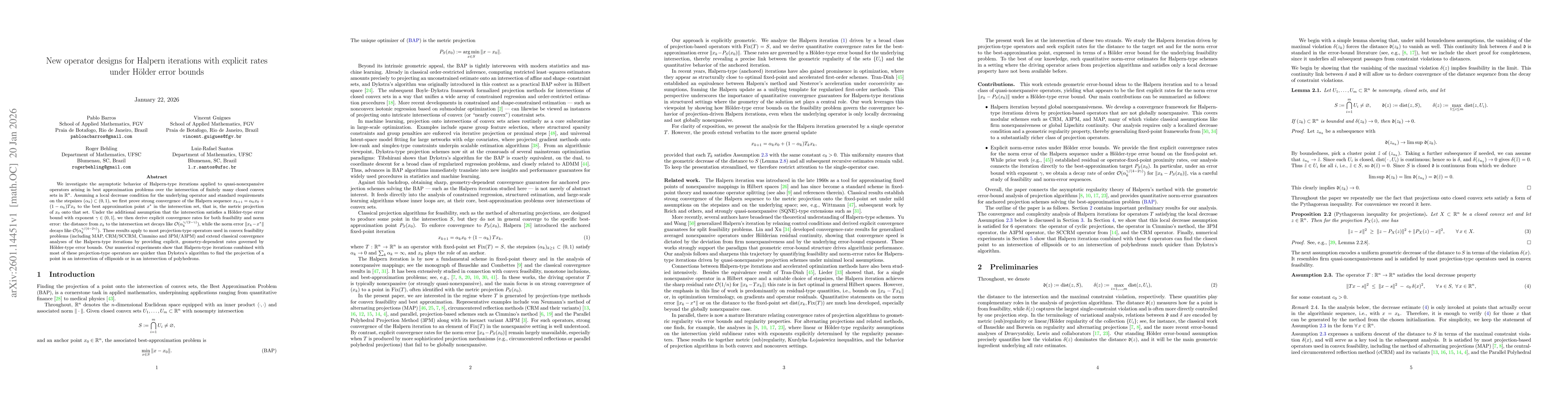 Thumbnail for New operator designs for Halpern iterations with explicit rates under Hölder error bounds