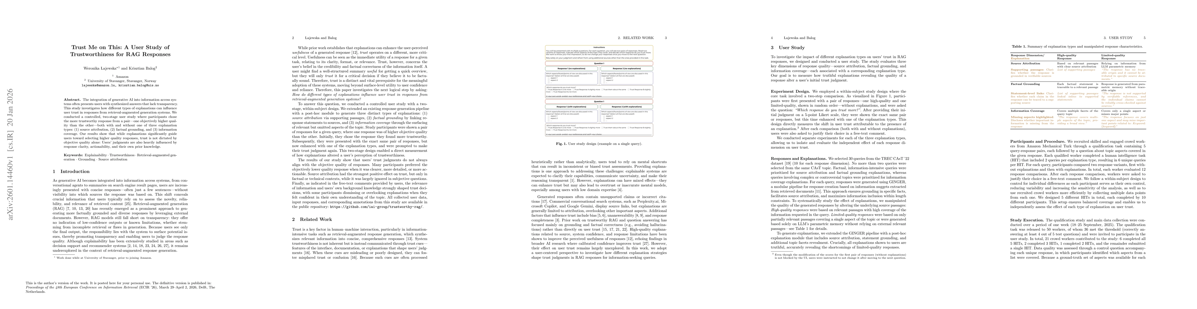 Thumbnail for Trust Me on This: A User Study of Trustworthiness for RAG Responses