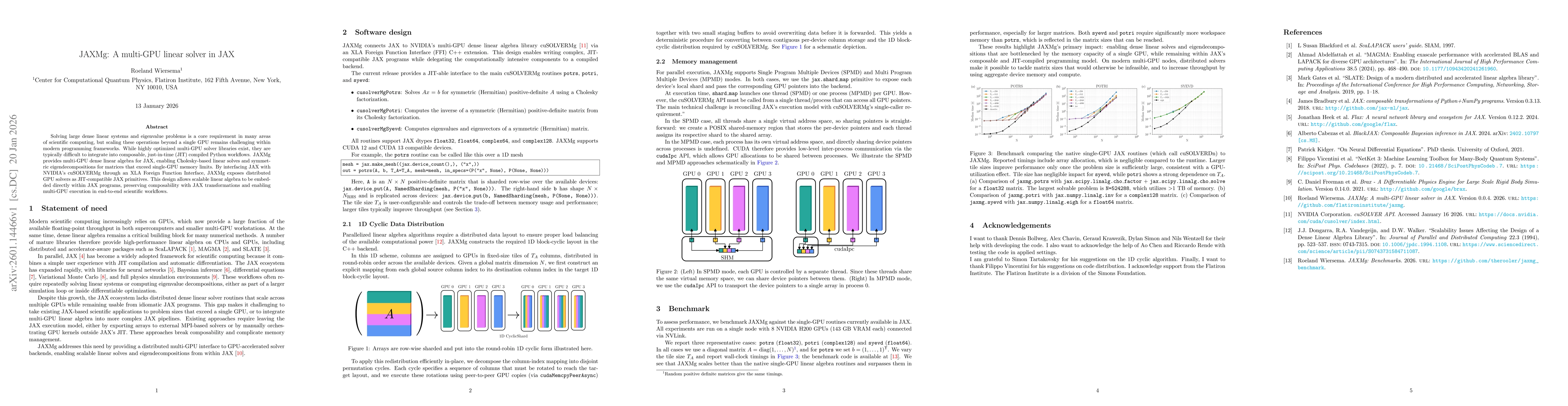 Thumbnail for JAXMg: A multi-GPU linear solver in JAX