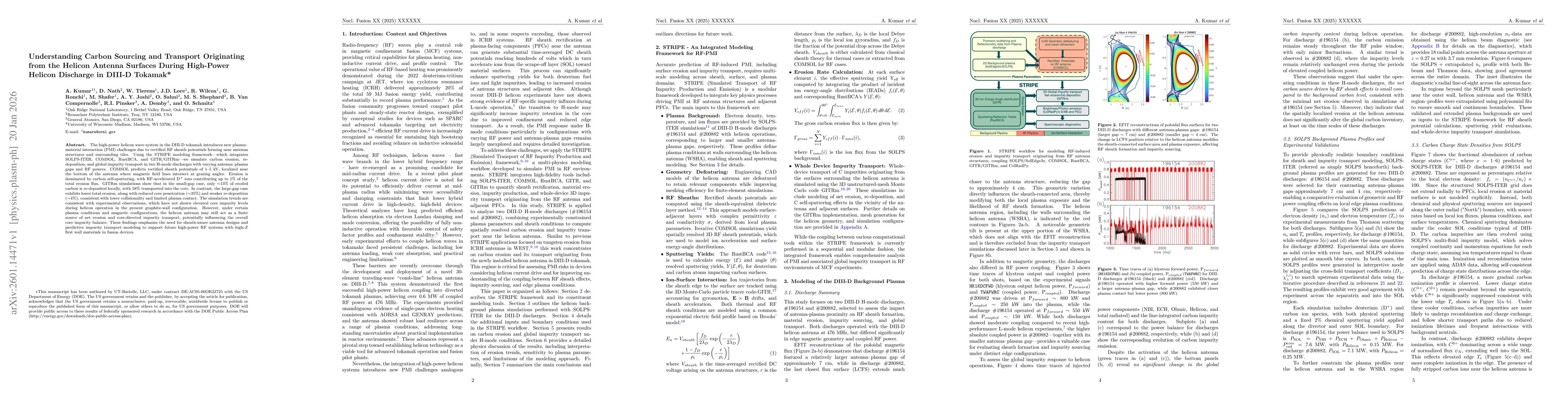 Thumbnail for Understanding Carbon Sourcing and Transport Originating from the Helicon Antenna Surfaces During High-Power Helicon Discharge in DIII-D Tokamak