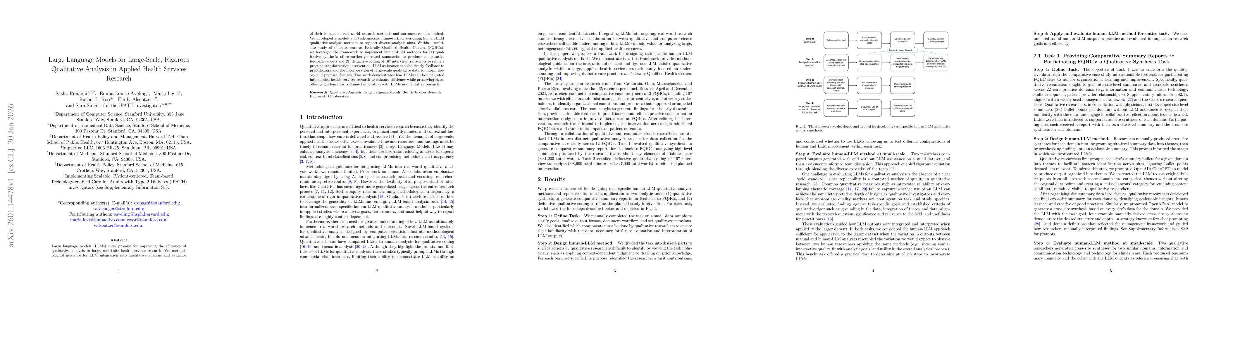 Thumbnail for Large Language Models for Large-Scale, Rigorous Qualitative Analysis in Applied Health Services Research