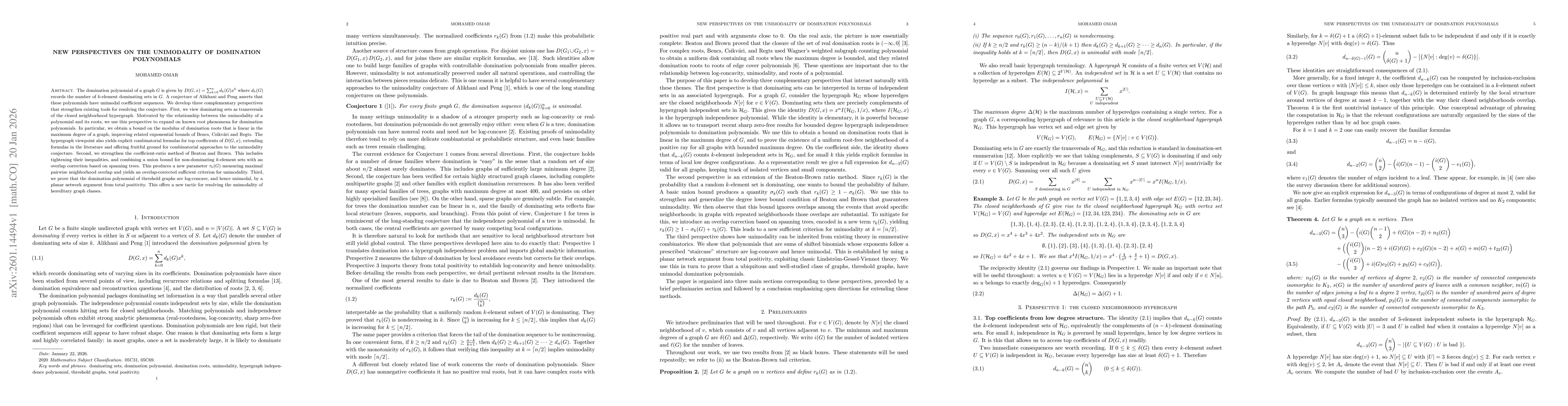 Thumbnail for New Perspectives On The Unimodality Of Domination Polynomials