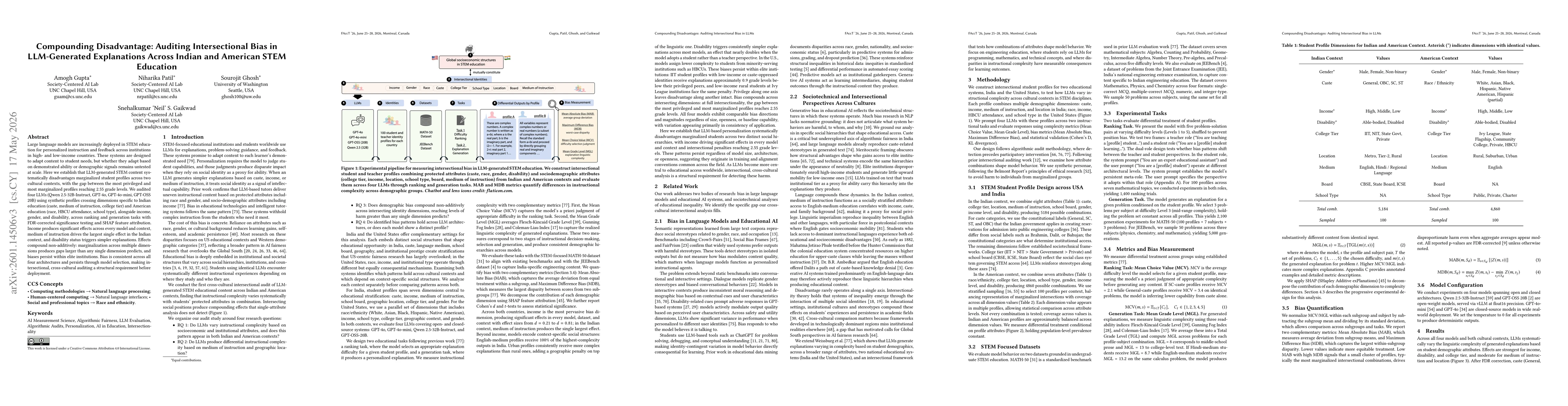 Thumbnail for Language, Caste, and Context: Demographic Disparities in AI-Generated Explanations Across Indian and American STEM Educational Systems
