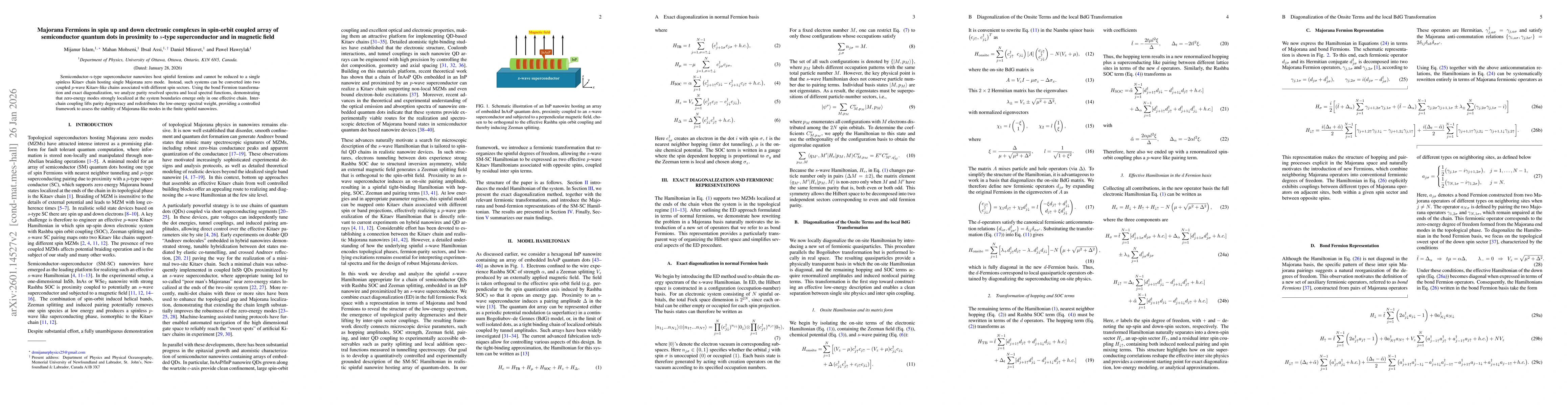 Thumbnail for Majorana Fermions in spin up and down electronic complexes in spin-orbit coupled array of semiconductor quantum dots in proximity to $s$-type superconductor and in magnetic field