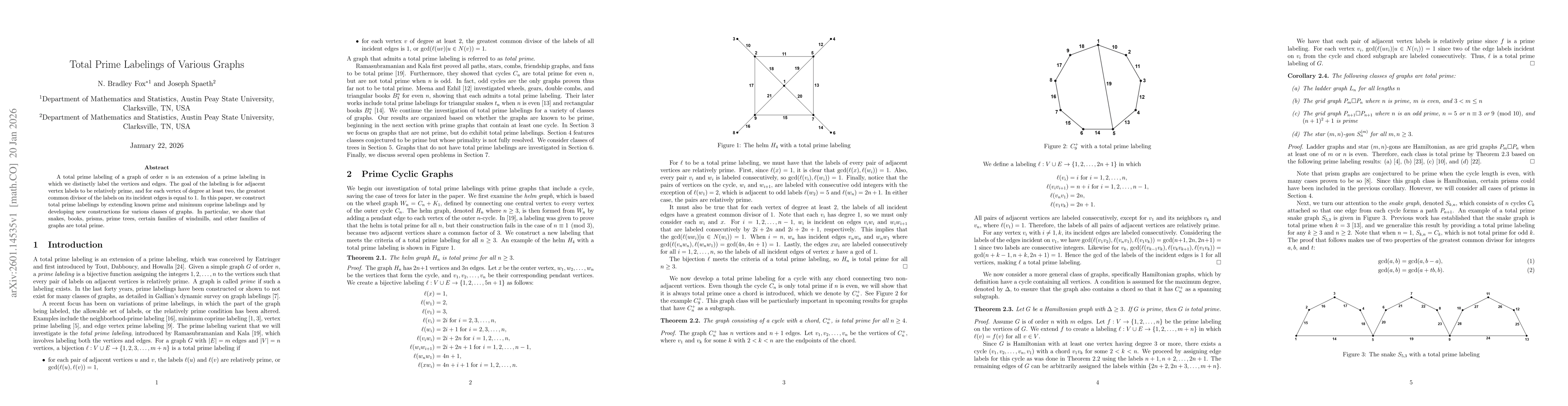 Thumbnail for Total Prime Labelings of Various Graphs