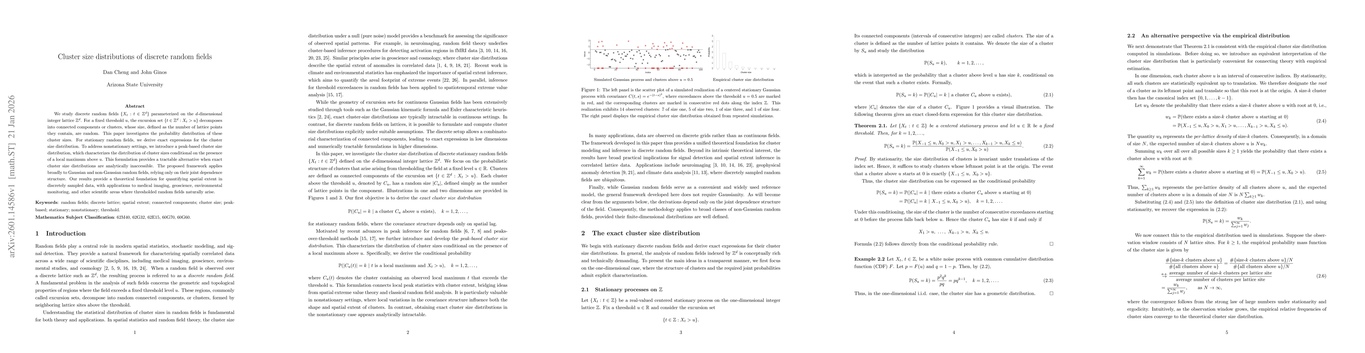 Thumbnail for Cluster size distributions of discrete random fields