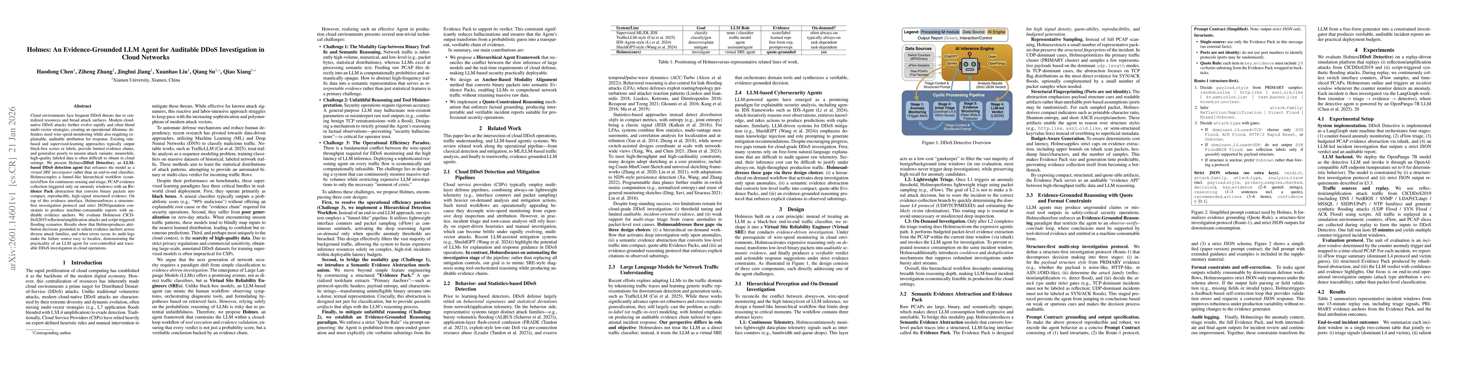 Thumbnail for Holmes: An Evidence-Grounded LLM Agent for Auditable DDoS Investigation in Cloud Networks