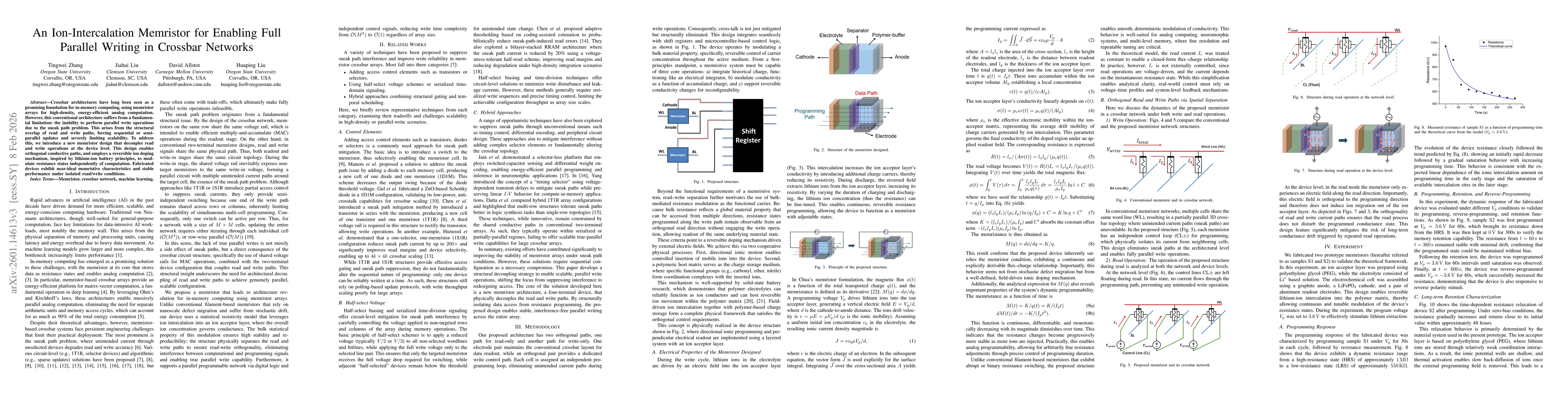 Thumbnail for An Ion-Intercalation Memristor for Enabling Full Parallel Writing in Crossbar Networks