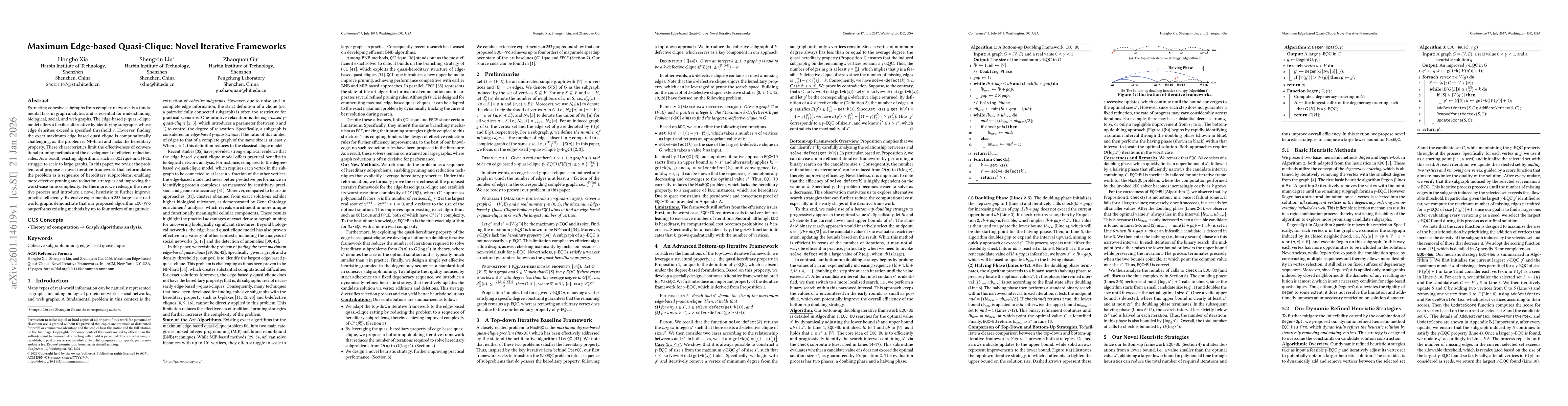 Thumbnail for Maximum Edge-based Quasi-Clique: Novel Iterative Frameworks