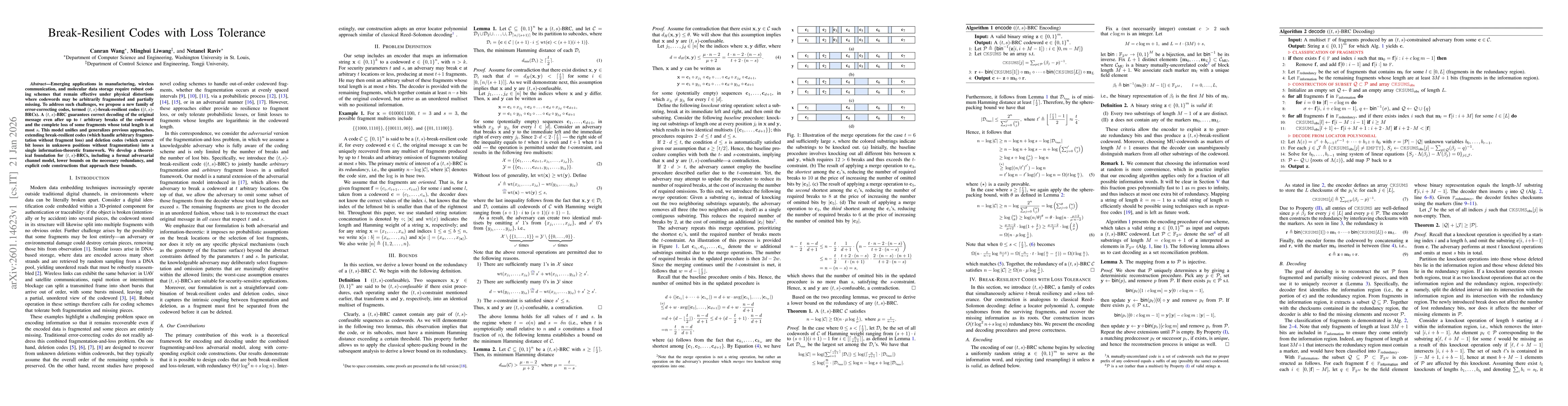 Thumbnail for Break-Resilient Codes with Loss Tolerance