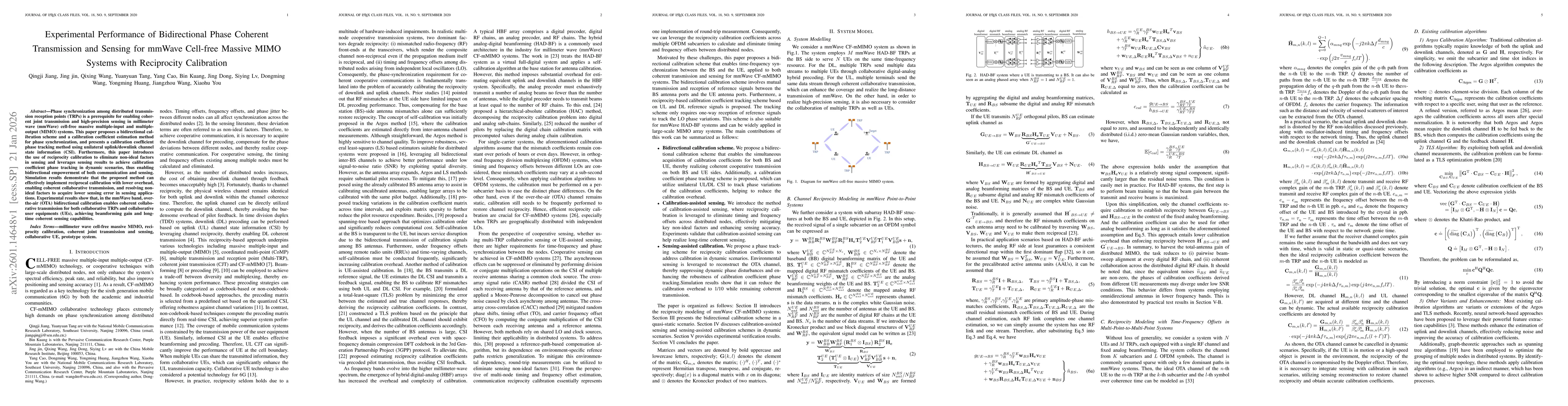 Thumbnail for Experimental Performance of Bidirectional Phase Coherent Transmission and Sensing for mmWave Cell-free Massive MIMO Systems with Reciprocity Calibration